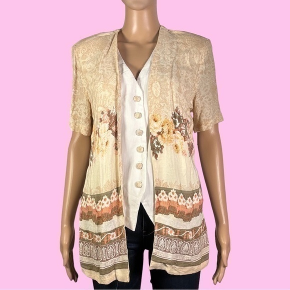 Vintage Clara Floral Print Layered Suit Jacket Style Top Size Large - "Nasir”